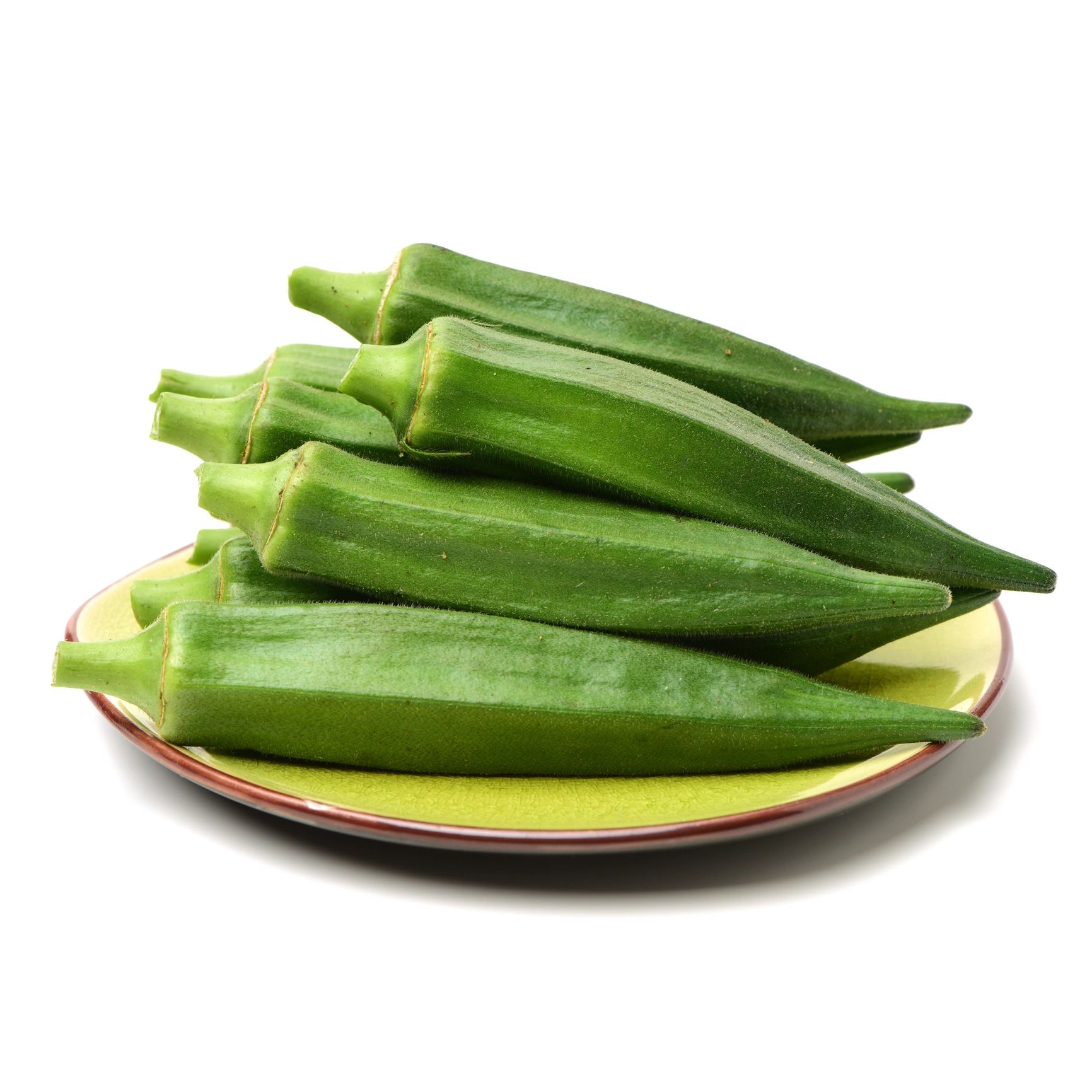 Fresh okra displayed as a seasonal Southern ingredient